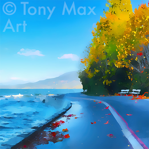 "Fall Seawall – Very Close-up Square" – art prints by artist Tony Max